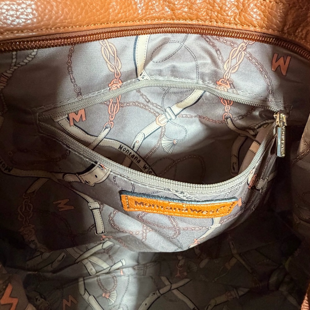 Montana West Large Tan Tote With Gold Tone Chain Straps and Studded Accents - Picture 14 of 15